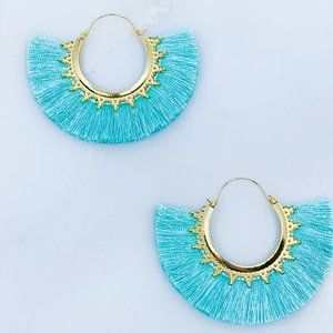 Mint and Gold Tassel Earrings
